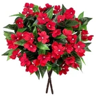 6 Bundles Artificial Flowers for Outdoors, Faux Silk Catharanthus Roseus Flow...