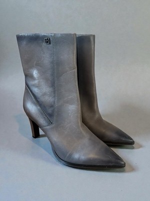 Franco Sarto Appia Bootie Women s Size 8 Gray Leather Mid-Calf Boot Pointed Toe