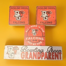 Set 4 insegne in legno Bowling Green Falcons State University decorazione cimeli
