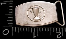 MJ24113 VINTAGE  LOVING CUP IN CIRCLE  SILVERTONE BELT BUCKLE