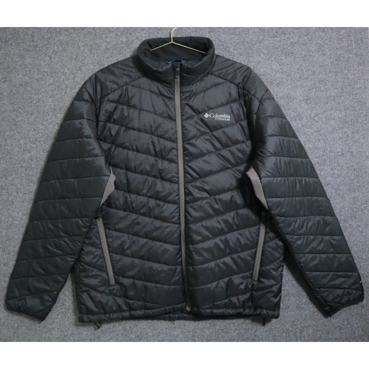 Columbia Titanium Jacket Men 2XL Black Omni Shield PolyFill Hiking Camping EUC