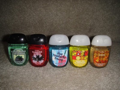 5-BATH & BODY WORKS 1 oz. EACH HAND SANITIZERS in VARIOUS SCENTS - SET #45 YUMMY