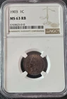 1903 Indian Head Cent 1C NGC MS63 RB Red Brown | Certified Slab | Great Grade