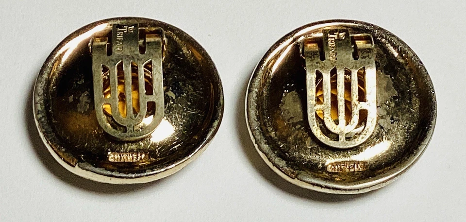 Antique VTG Crown TRIFARI Sterling Silver Signed Topaz &Clear Crystal Shoe Clips - Image 2 of 4