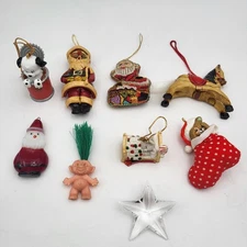 Vintage Assorted Miniature Christmas Tree Ornaments Lot of 9