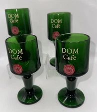 BENEDICTINE DOM CAFE VINTAGE GREEN GLASSES FROM FRANCE SET OF 4