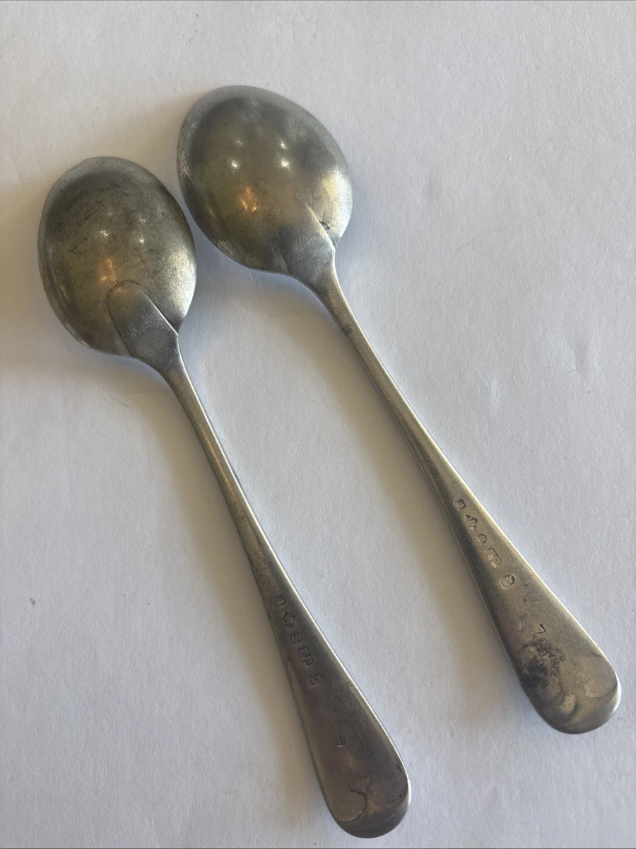 Vintage Silver Plated EP Dessert Spoons x 2 JWS Brand A1 Quality Engraved 'H'