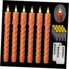 Flameless Taper Candles Flickering with Remote,Timer, Dimmer,9.7 Inch 6 Orange