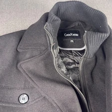 CHOUYATOU Men's Black Double Breasted Peacoat Jacket Winter Warm Size XXL