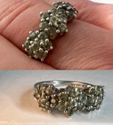 Vintage Signed STS Peridot 925 Sterling Silver Triple Cluster Flower Ring Size 7