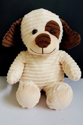 Dan Dee Cream Color Brown Ribbed Puppy Dog Plush 12'' Stuffed Animal Toy Corduroy