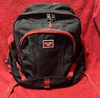 Vintage ROXY QUICKSILVER Red/Black Multi-Pocket Small Backpack