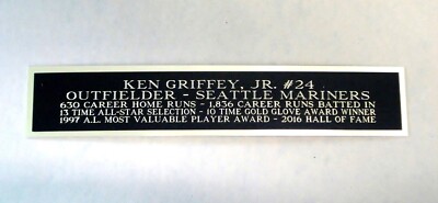 Ken Griffey Jr Seattle Mariners Nameplate For A Baseball Display Case 1.5'' X 8''