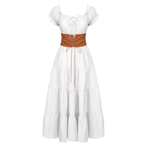 Women's Renaissance Costume Halloween Medieval Princess Chemise Dress Role Play - Picture 14 of 41