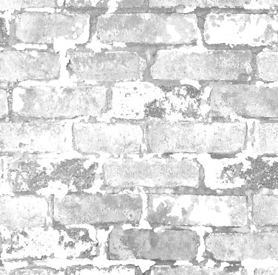 Brickwork white light gray Exposed faux brick pattern Wallpaper rolls 3D IR70205