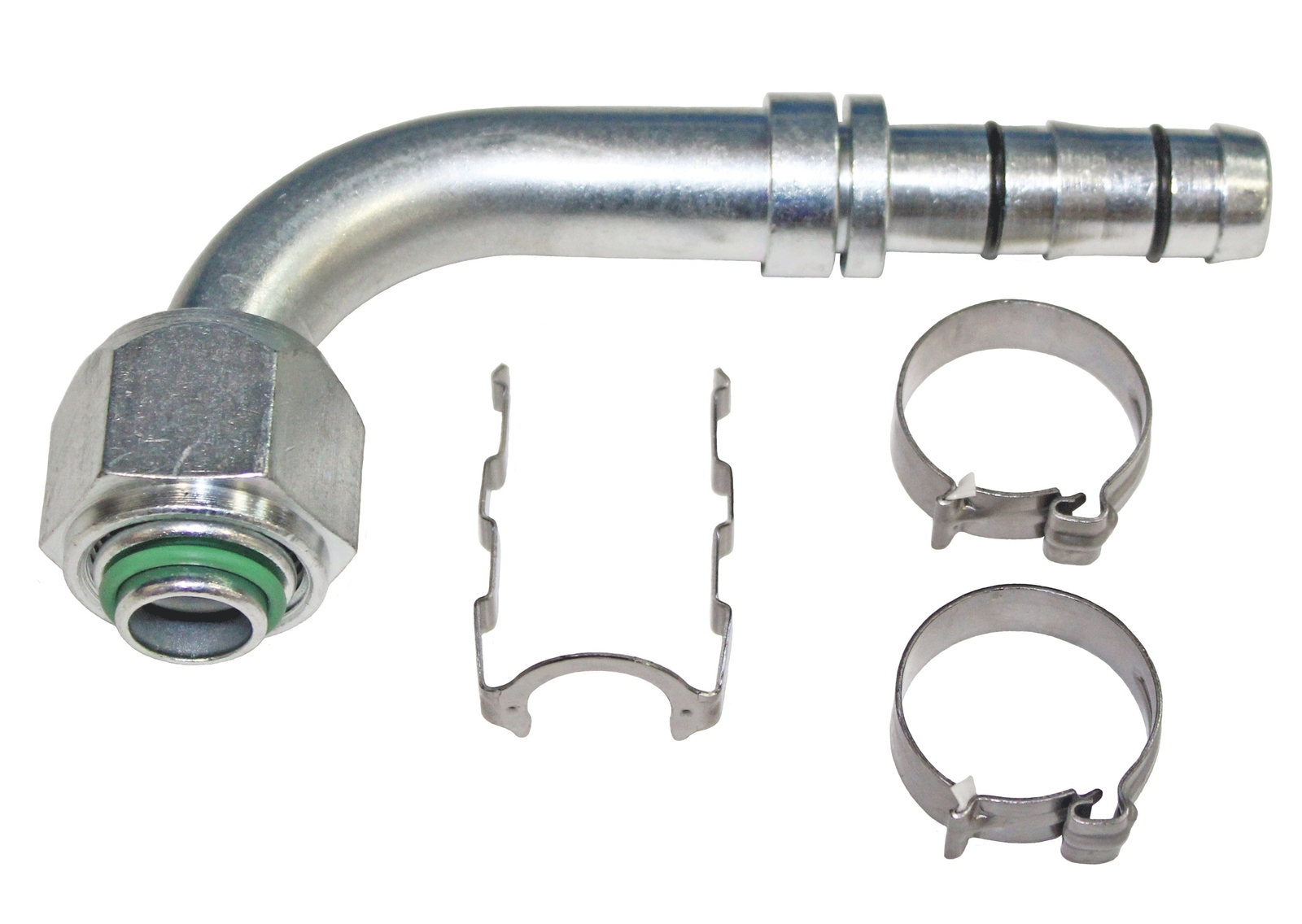 Automotive AC Hose Fitting EZ Clip #8 Female 90 Step to #10 Hose 70R8798
