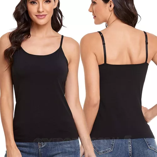 Damen Unterhemd BH-Hemd Basic Eingebauter BH Bügelloser Gepolstert Tank Tops DE - Bild 13 von 19