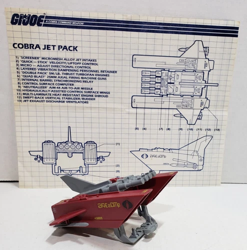 COBRA JET PACK Complete w/Blueprint Vintage 1987 Hasbro G.I.Joe ARAH EX