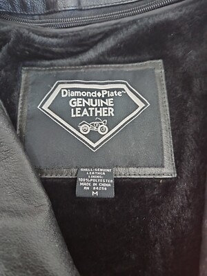 NEW DIAMOND PLATE MEN'S GENUINE LEATHER RACING JACKET WITH TAG