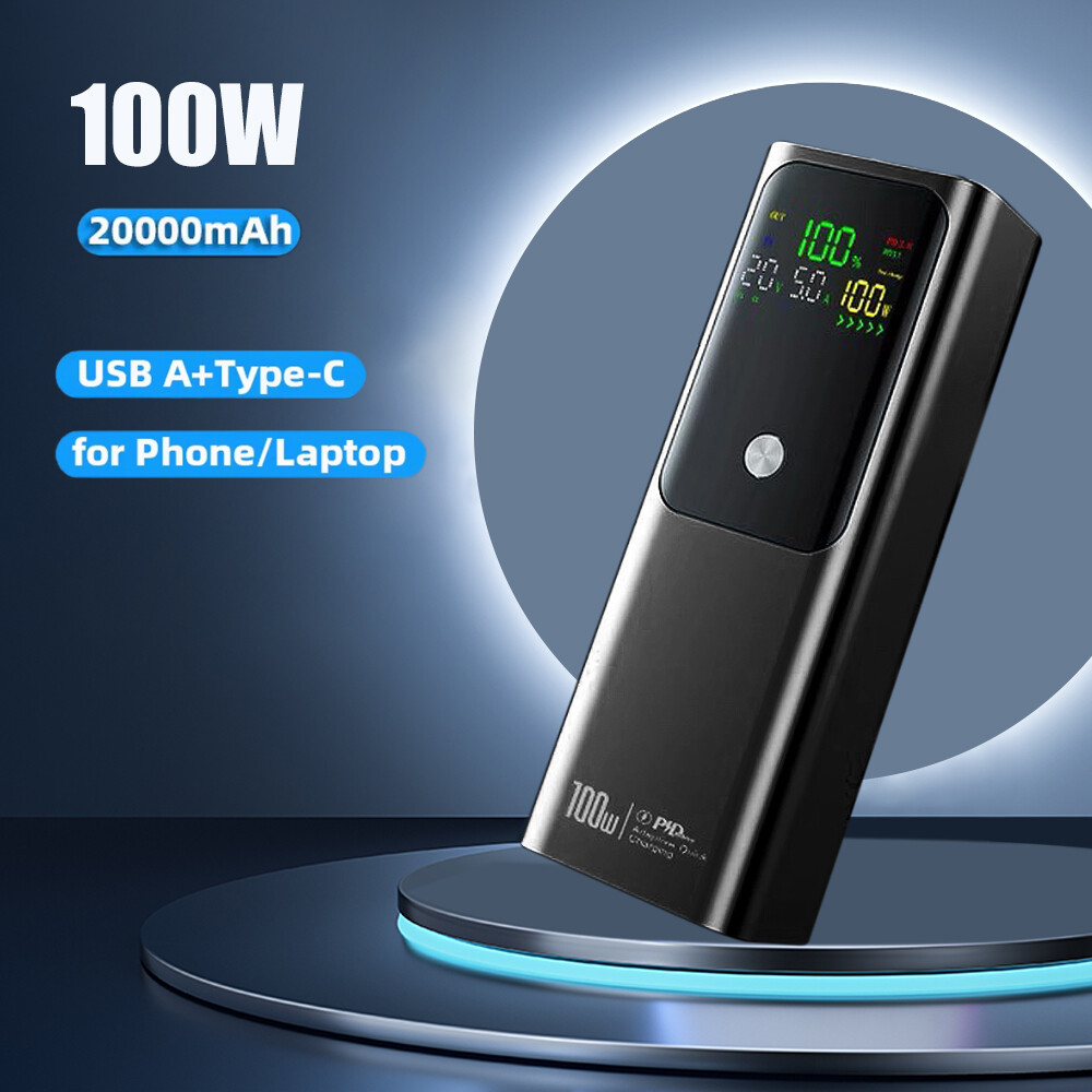 Power Bank 20000mAh 100W Charging Portable External Battery Backup For Phone/lap