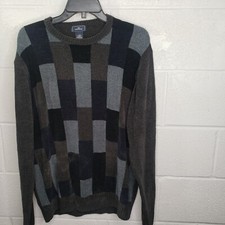 Dockers Vntg Fuzzy Warm Pullover Grandpa Geometric Pattern Sweater Sz L 1990s