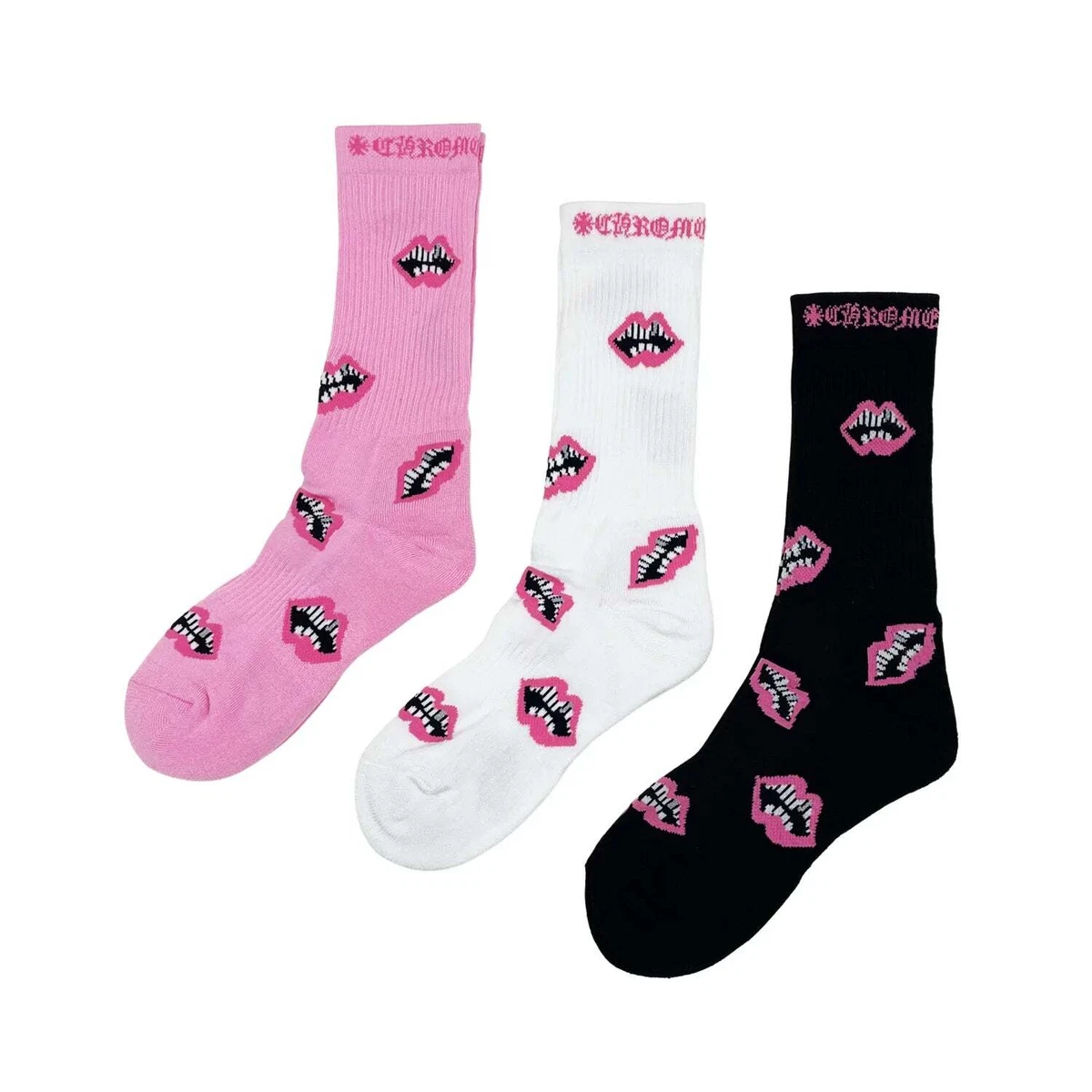 Chrome Hearts 3-Pack Chomper Socks Pink/ White/ Black | eBay