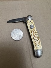 Vintage Imperial 2 Blade Folding Pocket Knife Crown Emblem Made In USA Damaged