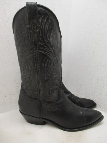Marco Black Leather Embroidered Cowboy Boots Womens Size 5.5 B Style 5858