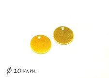 10 Stk. Anhänger Stempel-Plättchen Rohling Rund Messing, Ø 10 mm, Gold