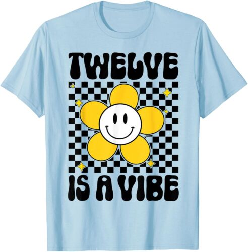 Twelve Is A Vibe 12th Birthday Groovy Boys Girls 12 Year Old T-Shirt Hoodie - Picture 8 of 11