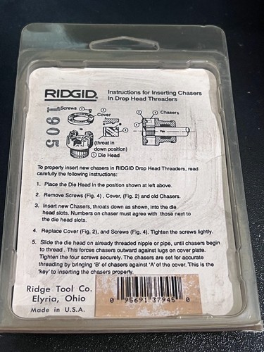 RIDGID 1/8" NPSM Alloy Steel Pipe Dies 37945 - 1 Pack - Picture 2 of 3