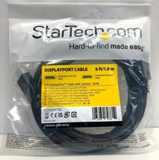 New Startech 6ft Black Displayport to Displayport Cable w/Latches M/M (5 Pack)