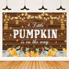 Little Pumpkin Baby Shower Backdrop Banner Vinyl Party Decorations 5x3Ft