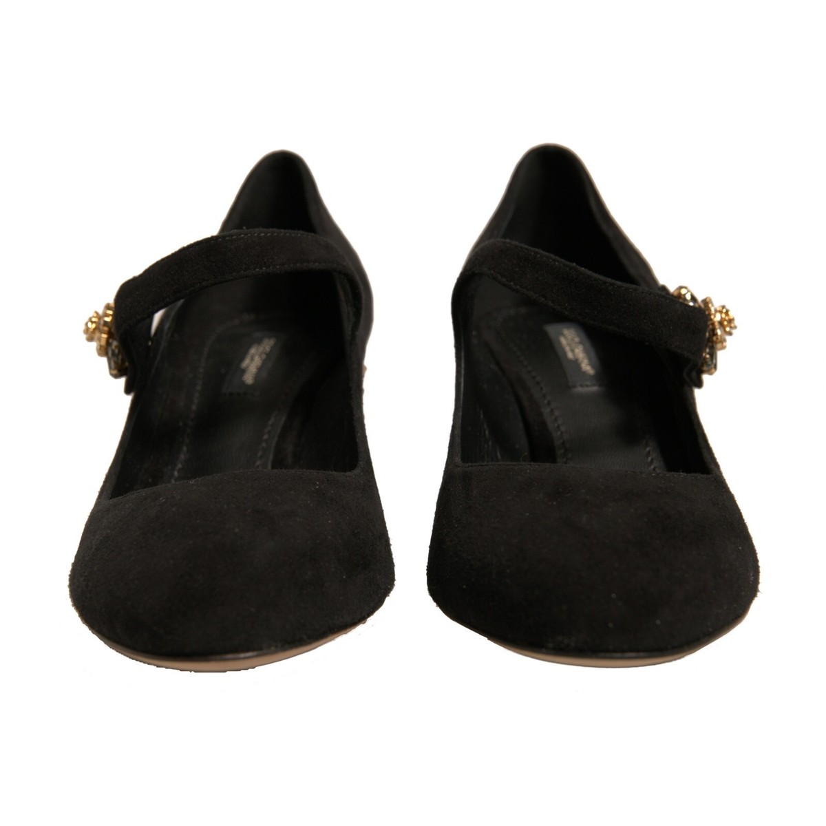 DOLCE & GABBANA Shoes Black Suede Jewelled Mary Jane Pumps