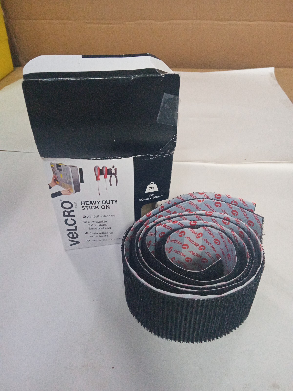Velcro Heavy Duty Stick On Tape 50mm x 1m Black 60241. M164