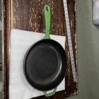 VINTAGE LODGE 11” CAST IRON GREEN ENAMEL FRYING PAN