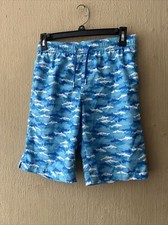 Southern Tide Swim Trunks Shorts Boys Youth Large 12 14 Blue Skipjack Fish Whale