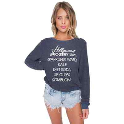 Wildfox Hollywood Grocery List Baggy Beach Jumper Sweater in Black