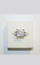 Simulated Diamond Alternatives Pave Set Promise Ring 14k White Gold Plated 925