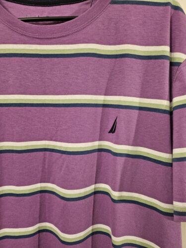 Nautica Men's Lavender Purple Striped Crew T-Shirt SZ XXL NWOT - Picture 2 of 5
