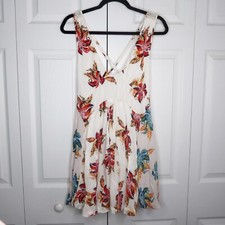 Free People Thought I Was Dreamin White Printed Mini Dress Women's Size Medium M