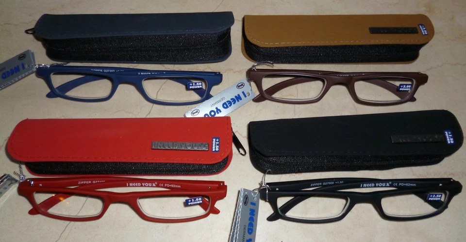 Wenn Lesebrille..dann I NEED YOU - ZIPPER - 4 Farben - +1,0 +1,5 +2,0 +2,5 +3,0