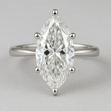 IGI G-H/VS 3 Ct Marquise Lab Created Grown Diamond 14K  White Gold Solid Ring
