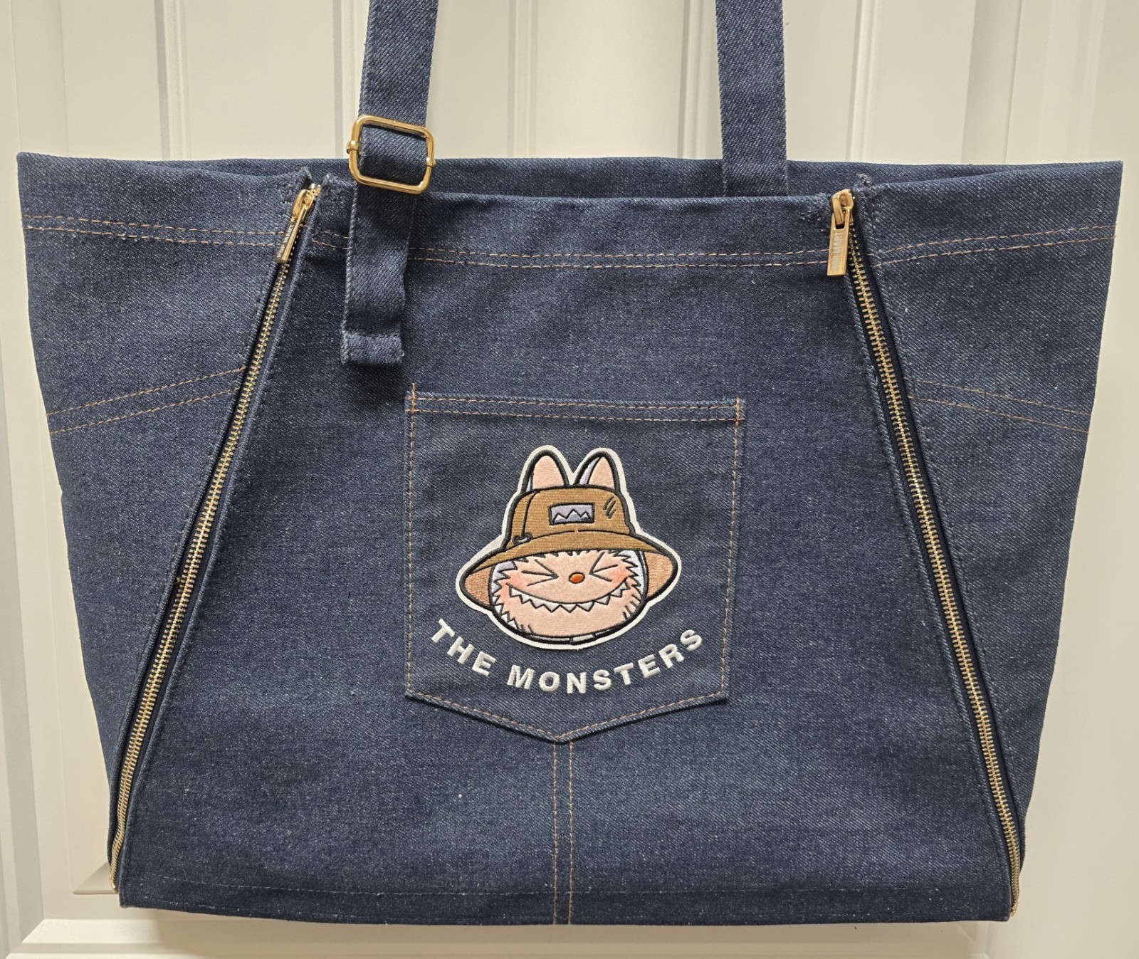 Authentic Pop Mart The Monsters Fall in Wild Series Denim Apron Bag