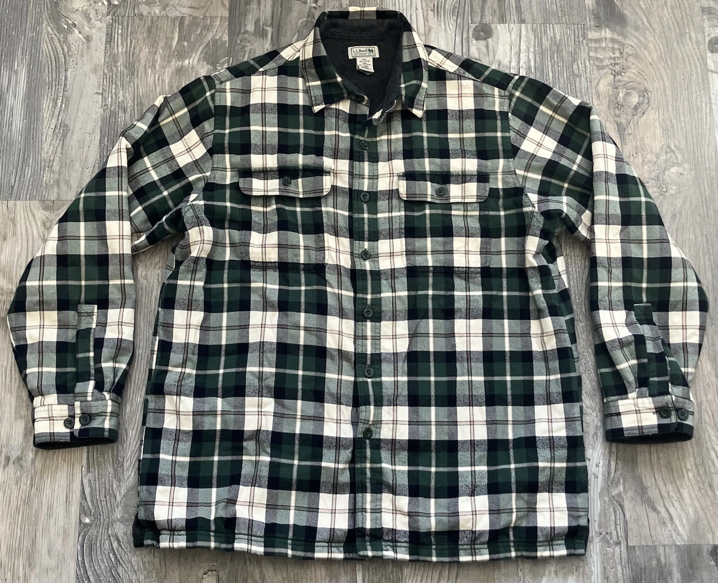 L.L. Bean Shirt Men Large Plaid Sherpa Lined Flannel Shacket