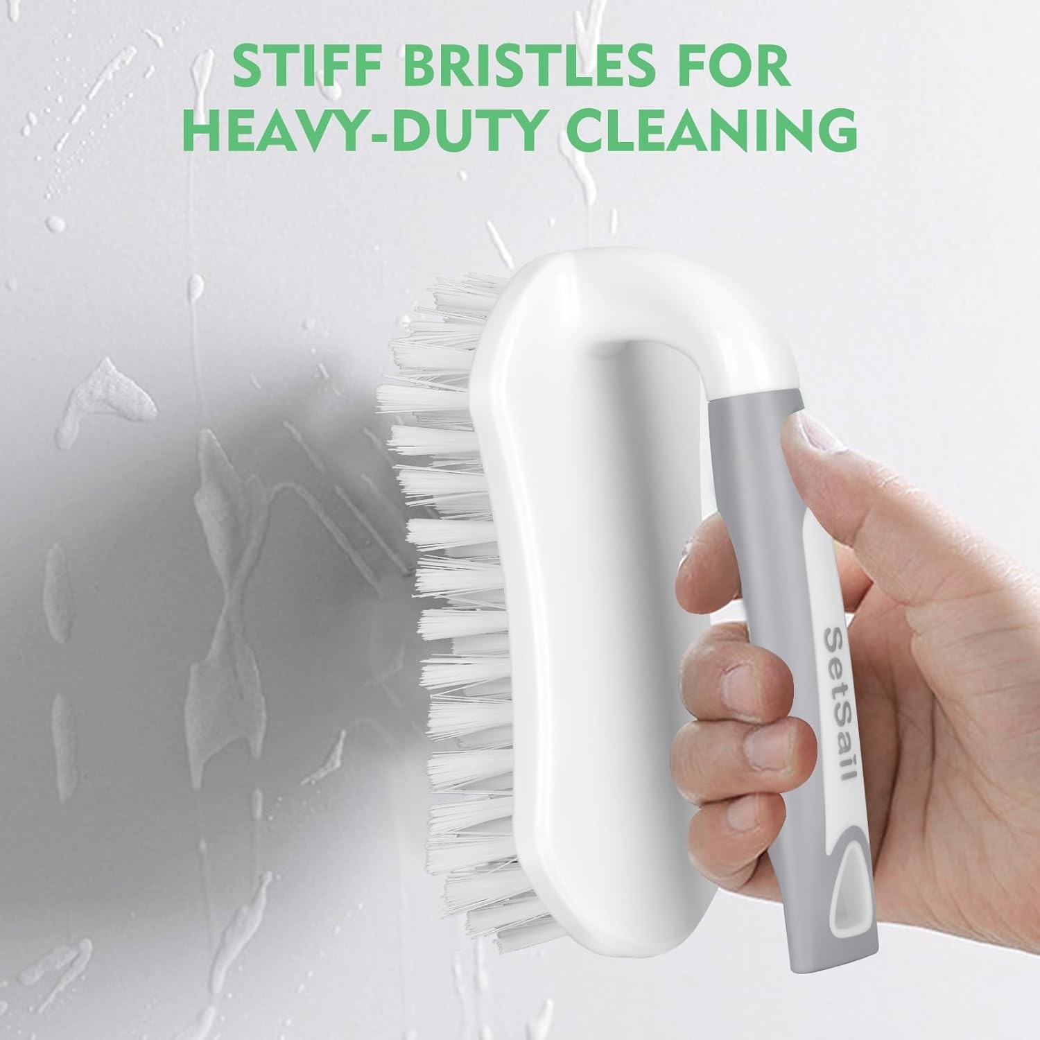 SetSail Heavy-Duty Scrub Brush 2 Pack Stiff Bristles for Shower Bathroom Kitchen