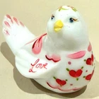 Fenton Glass Bird White 157/300 Love Bows & Hearts Handpainted Signed C Riggs