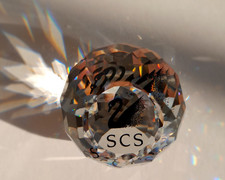 Swarovski SCS Fermacarte Cigno Nero 1992-1995 – Sfera in cristallo 40 mm – Logo