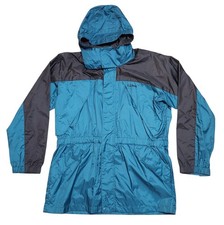 Vintage L.L. Bean Teal  Black Colorblock Hooded Rain Jacket Kids XL