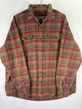 Orvis Big Bear Heavyweight Button UP Flannel Shirt Mens XL Red Green Plaid